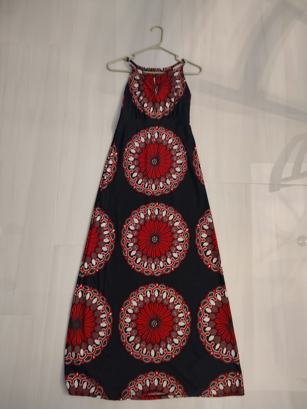 INC International Concepts Black Maxi Dress with Red Medallion Print - Picture 3 of 4